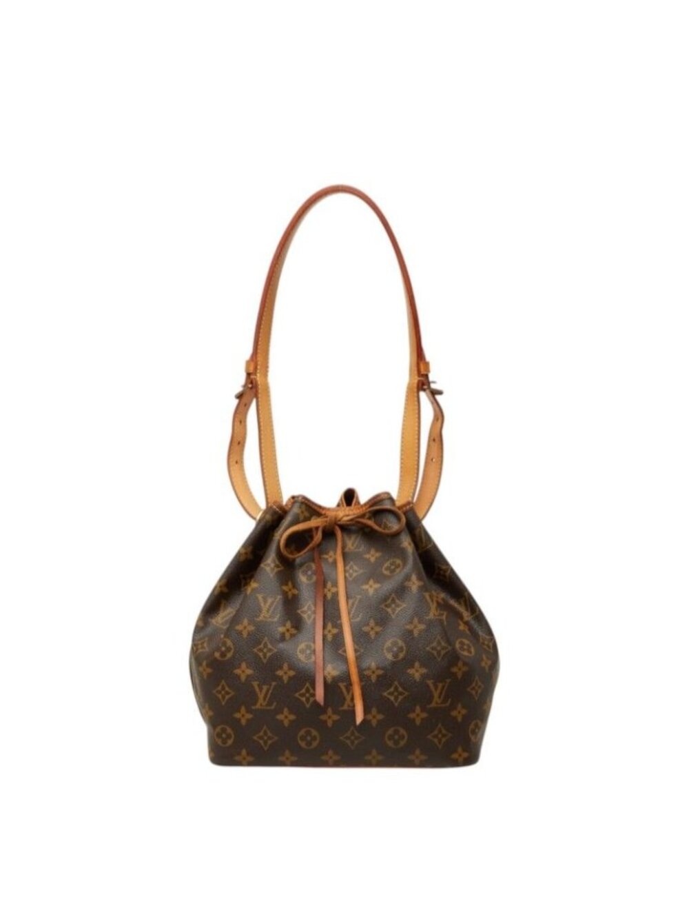 Louis Vuitton Monogram Petit Noe Shoulder Bag Brown Leather